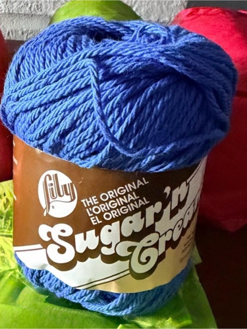 Dazzle Blue-Sugar 'n Cream Dazzle Blue Cotton Yarn 4 Skein.Individually Wrapped.